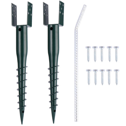 No Dig Ground Screw Anchor, U Shaped Powder-Coated Post Stake, 27 inch 2pcs
