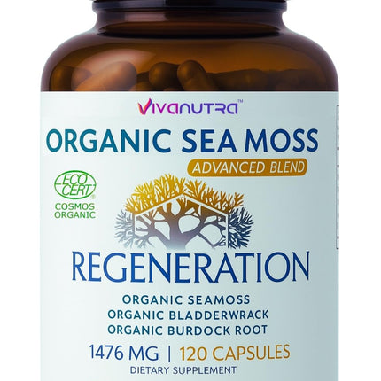 VIVANUTRA Organic Wildcrafted Sea Moss Capsules, 1476mg, Nova Scotia, 120ct