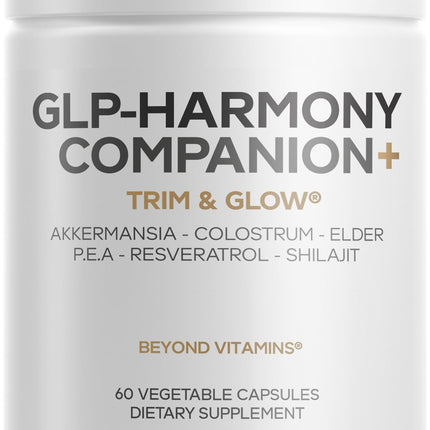 Codeage GLP-Harmony Companion+ Supplement - GLP-1 Agonist Support - Lion's Mane, Pea, Colostrum, Shilajit, Akkermansia, Elder, Citrus Bioflavonoids, Broccoli, Resveratrol - Non-GMO - 60 Capsules