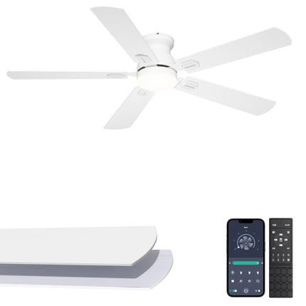 Phylluz 52'' Low Profile Ceiling Fan with Lights for Bedroom, Living Room