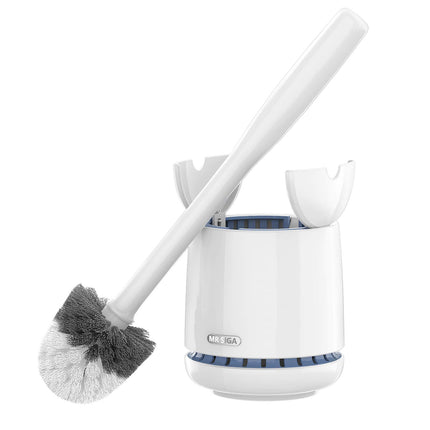 MR.SIGA Toilet Bowl Brush and Holder, Sturdy Long Handle, White, 1 Pack