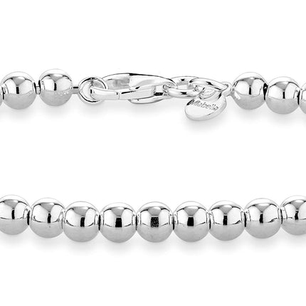 Miabella 925 Sterling Silver Italian Handmade 4mm Bead Ball Strand Chain Bracelet for Women, Made in Italy (7.50 Inches)