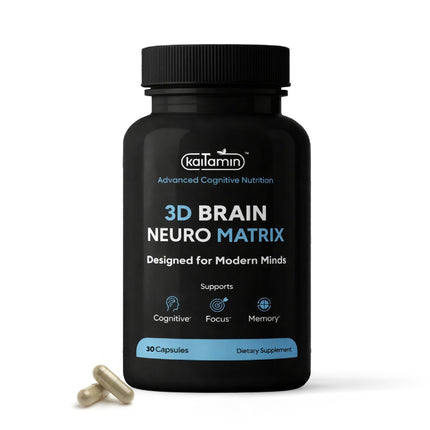 Kaitamin NSF & Eurofins Tested Brain Supplement for Memory & Focus – Nootropic | Ginkgo Biloba, Huperzine A, Bacopa Monnieri, Phosphatidylserine, Caffeine-Free Gelatin (30)