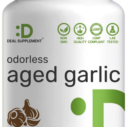 Odorless Aged Garlic, 500 Softgels – Enhanced with MCT Oil - Fresh Allium Sativum Bulb Source – 2-Years Aged Garlic Extract – Non-GMO, cGMP Manufactured