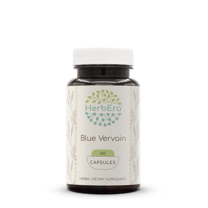 HerbEra Blue Vervain 60 Capsules, 500 mg, Blue Vervain (Verbena Hastata) Dried Herb (60 Capsules)