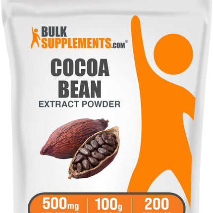 BulkSupplements.com Cocoa Bean Extract Powder - Cocoa Supplement - Unsweetened, Vegan & Gluten Free, 500mg per Serving, 100g (3.5 oz) (Pack of 1)