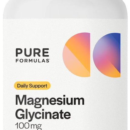 PureFormulas Magnesium Glycinate 100 mg Daily Support for Stress, Nerves, Sleep, Muscles, Metabolism Pure Magnesium Glycinate Supplement for Women and Men Magnesio Non-GMO 240 Tablets