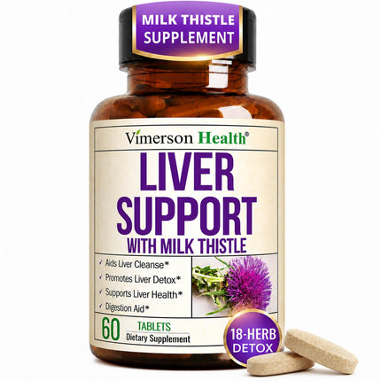Vimerson Health Liver Cleanse Detox & Repair - Milk Thistle Supplement with Dandelion Root, Artichoke & Zinc for Liver Support, Healthy Digestion, Energy with Milk Thistle Extract, 60 Tablets