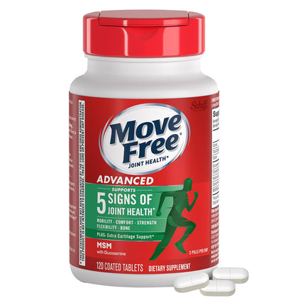 Move Free Advanced Glucosamine Chondroitin MSM Joint Support Supplement, Supports Mobility Comfort Strength Flexibility & Bone - 120 Tablets (40 servings)*