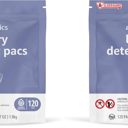 Amazon Basics Laundry Detergent Pods, 120 Pacs for 120 Medium Loads, Lavender Scent, (Previously Solimo) (Pack of 2)