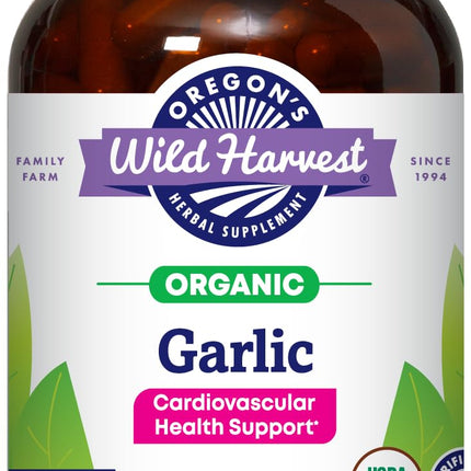Oregon's Wild Harvest Garlic Herbal Supplement Capsules - USDA Organic - Verified Non-GMO - 180 Vegan Caps
