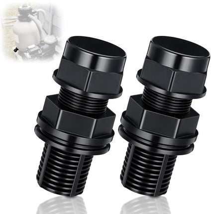 Chicmount 2 Pcs Plastic Drain Plugs and Seal Ring Set Replacement Drain Plug and Seal for Sand Filter Systems with 12 and 14 Inch Tanks (Black)