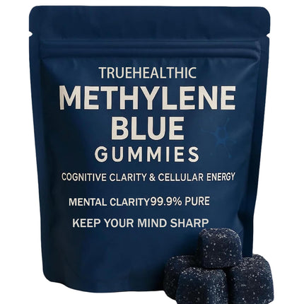 TRUEHEALTHIC Methylene Blue Gummies, 5mg of Methylene Blue Per Gummy for Sustained Energy, Mental Clarity, Lifted Mood, Sharper Focus, 99.9% Pure, 30 Gummies Per Bag (1)