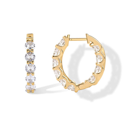 PAVOI CZ Hoop Earrings for Women, Yellow Gold, Size 23 x 17 Millimeters