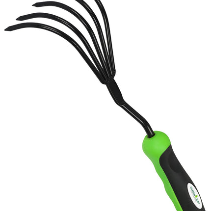 Garden Guru Hand Rake Cultivator Claw Soil Tiller with Ergonomic Handle - Military Grade Steel & Rust Resistant - 5 Tine Japanese Ninja Claw - Perfect Pulverized and Aerated Soil
