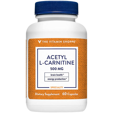 The Vitamin Shoppe Acetyl-L-Carnitine 500mg – Supports Healthy Brain & Memory Function, Promotes Energy Production – Carnipure™ Offers Purest Form of L-Carnitine (60 Capsules)