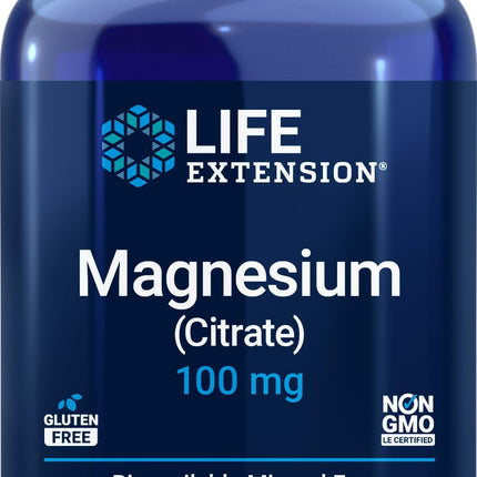 Life Extension Magnesium Citrate 100mg, 180 Veg Caps - Natural Mag Supplement - 100 mg Mineral Support Capsules - Vegetarian, Non-GMO