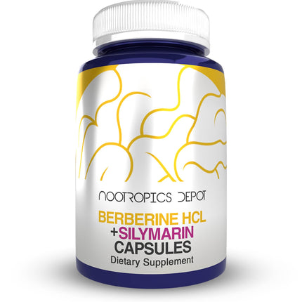 Nootropics Depot Berberine HCL + Silymarin Capsules | 500mg + 90mg | 60 Count | Supports Cellular Function, Metabolic Function