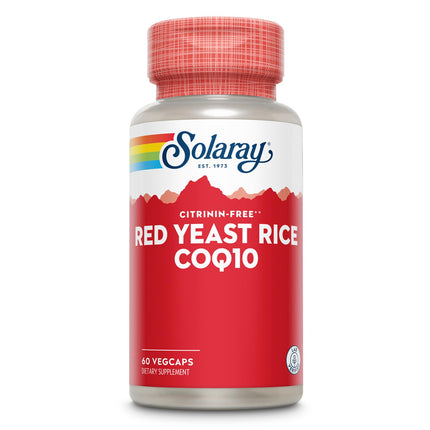 SOLARAY Red Yeast Rice Plus CoQ-10 & No-Flush Niacin Vitamin B-3, Healthy Heart & Cardiovascular Support, Non-Irradiated & Citrinin Free, 60 Servings, 60 VegCaps