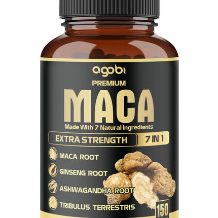 7in1 Premium Maca Root Capsules - with Ashwagandha, Ginseng, Tribulus, Shilajit, Shatavari & Black Pepper - Natural Energy, Performance & Mood Support - 150 Counts for 5 Months