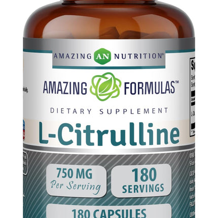 Amazing Formulas L-Citrulline Supplement | 750 Mg Per Serving | 180 Capsules | Non-GMO | Gluten-Free | Made in USA