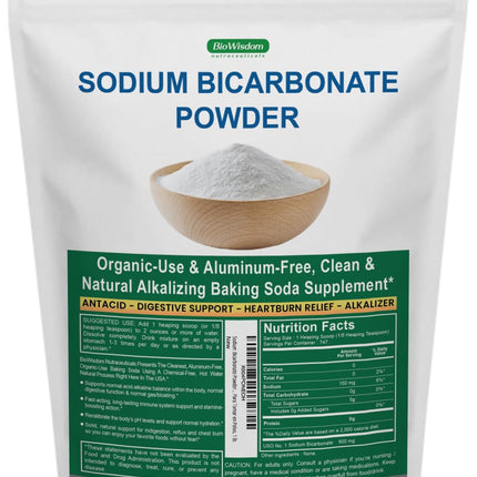 Sodium Bicarbonate Powder for Organic Use, Grade 1 Aluminum Free Baking Soda, Natural No Chemicals, Pure Powder for Cooking, Bicarbonato De Sodio Para Tomar en Polvo, 1 lb