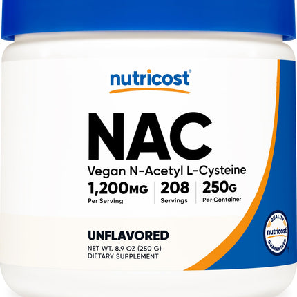 Nutricost N-Acetyl L-Cysteine (NAC) Powder 250 Grams - Vegan NAC, Non-GMO, Gluten Free