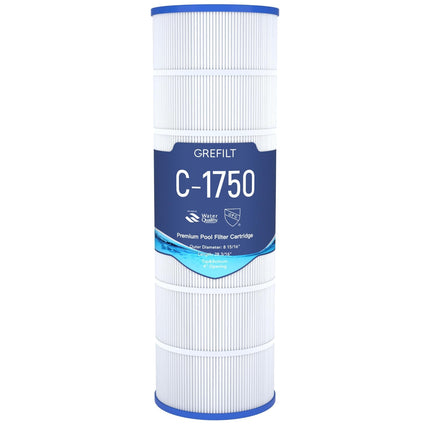 Grefilt C1750 Pool Filter Cartridge, Compatible with Hayward C1750, CX1750RE, Replacement for Pleatco PA175, Unicel C-8417, Filbur FC-1294, Sta-Rite PXC175, 175 sq.ft, Dimensions: 28 3/16" x 8 15/16"