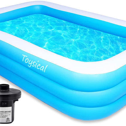 Toysical Inflatable Pool for Kids and Adults with Pump - 118 x 72 x 22 - More Durable Than Other Blow up Pools for Adults - Includes Patches