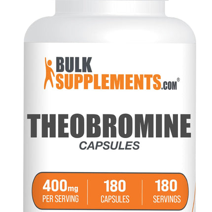 BulkSupplements.com Theobromine Powder - Theobromine Supplement, Nootropic Supplement, Theobromine 400mg - Brain & Energy Support - Gluten Free, 1 Capsule per Serving, 180 Capsules