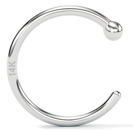 Body Candy Tiny Nose Hoop 20 Gauge 1/4 Small Diamenter Solid 14k White Gold 6mm Nose Hoop
