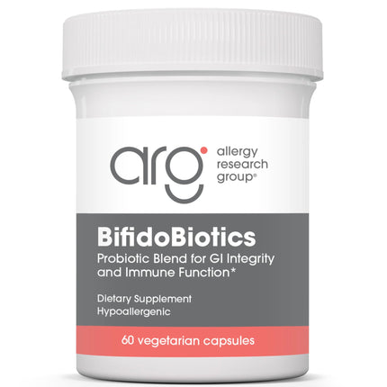 ARG BifidoBiotics with LactoSpore - Probiotic Blend - Supports Digestive Health - Helps Maintain Intestinal Balance - Dairy-Free Probiotics - Vegetarian & Hypoallergenic - 60 Servings - 60 Capsules