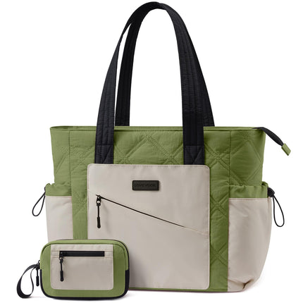 LOVEVOOK Tote Bag for Women, puffer tote bag for Work Travel Nurse, Lightweight quilted Bags with Compartments