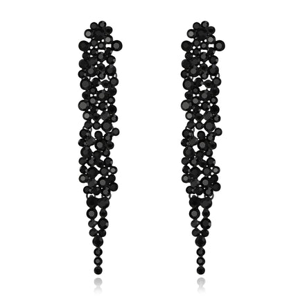 EVER FAITH Austrian Crystal Art Deco Chandelier Long Dangle Earrings Black