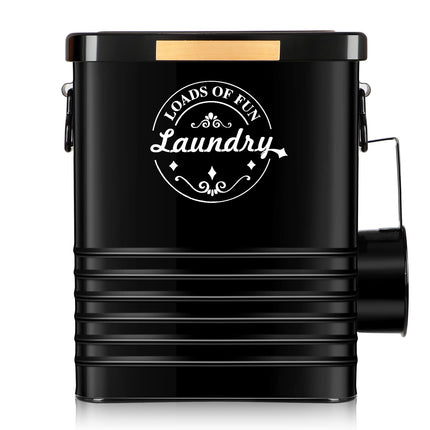 Laundry Detergent Powder Container Dispenser Holder for Laundry Room Organization. Metal Laundry Soap Dispenser with Scoop and Lid. Modern Farmhouse Laundry Room Decor and Accessories (Black)