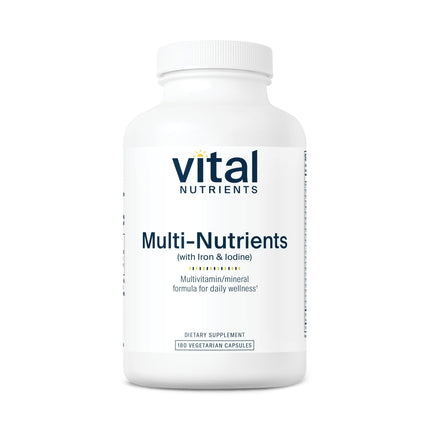 Vital Nutrients Multi-Nutrients with Iron and Iodine - Vegetarian Multivitamin and Mineral Supplement with Iron - Gluten, Dairy, Soy Free - Non-GMO - 180 Capsules