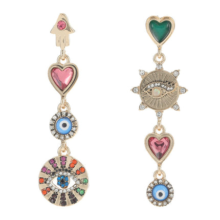 Betsey Johnson Evil Eye Linear Non-Matching Earrings Multi One Size