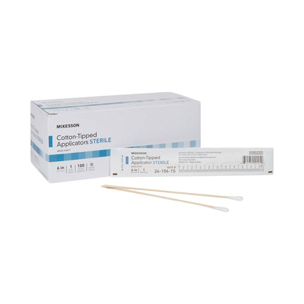 McKesson Cotton-Tipped Applicator Swabstick, Sterile, 6 in, 1 ct