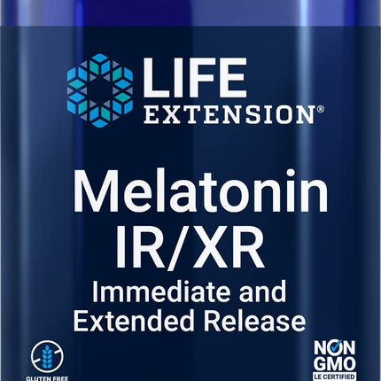 Life Extension Melatonin IR/XR 120 Capsules - Immediate & 7 Hour Extended-Release - Night Time Supplement - Supports Staying Asleep - Non-GMO, Gluten-Free