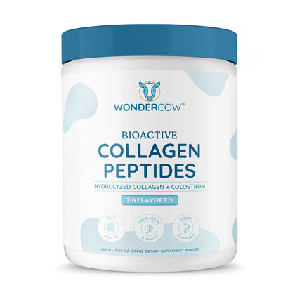WONDERCOW Collagen Peptides Powder w/Bovine Colostrum, Naturally-Sourced Hydrolyzed Bone Collagen Powder, Hair Skin Nail & Joint Support,Type I & III Grass-Fed Collagen Supplements for Women & Men