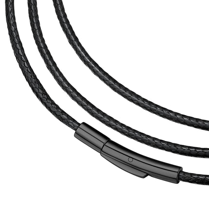 FaithHeart Braided Leather Necklace Cord with Stainless Steel Snap Clasp