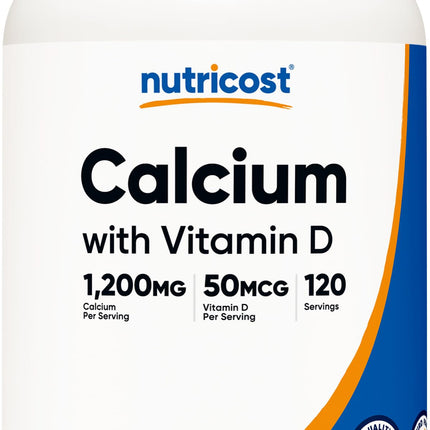 Nutricost Calcium with Vitamin D, 240 Tablets - Calcium (1200mg) Vitamin D (50mcg) Per Serving - Non-GMO, Gluten Free