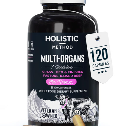 Beef Organ Supplement Grass Fed Complex for Women - 7 Carnivore Meat Proprietary Blend of Beef Liver, Marrow, Brain, Thymus, Spleen, Kidney, Colostrum, Heart, Pancreas, Gallbladder -120 Caps