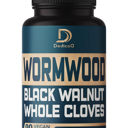 DEDICAD 12in1 Wormwood Black Walnut Clove Capsules - Immune, and Mood Support - 3 Month Supply - 90 Vegan Capsules
