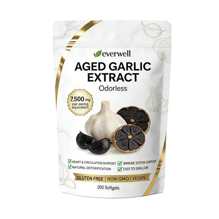 motilli Everwell Aged Garlic Extract - Odorless Garlic Supplement Softgels, Immune Support, Non-GMO, 200 Count