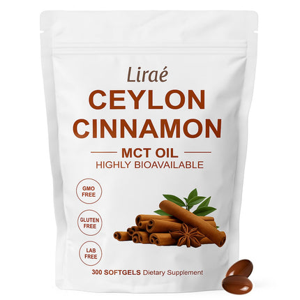 Lirae Ceylon Cinnamon Capsules, Highly Bioavailable Herbal Extract, Extra Strength Cinnamon Supplements, Blood Sugar Balance & Heart Health & Healthy Metabolism, Non-Gmo, Gluten Free, 300 Capsules (1)