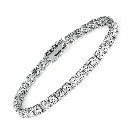 MDFUN 18k White Gold Plated CZ Tennis Bracelet, 4MM Cubic Zirconia Charm Bracelet for Women Men (7.0" tennis bracelet)