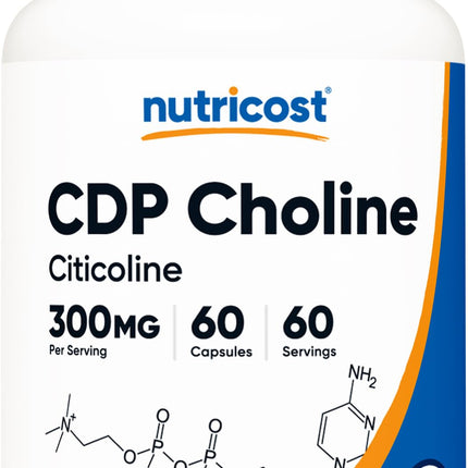 Nutricost CDP Choline (Citicoline) 300mg, 60 Vegetarian Capsules - Non-GMO, Vegetarian Friendly, Gluten Free …