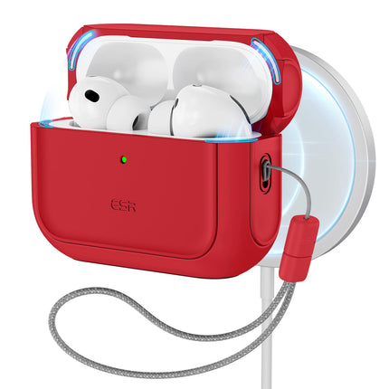 ESR for AirPods Pro 3 Case, Compatible with AirPods Pro 3rd Generation Case (2025), Compatible with MagSafe, Full Drop Protection Cover with Lanyard, Red