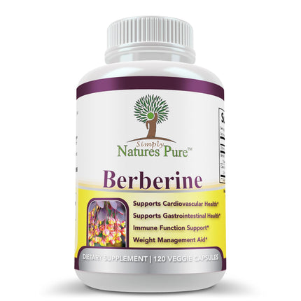 Simply Natures Pure Premium Berberine HCl 500mg - 120 Capsules - Cardiovascular Gastrointestinal Immune Support - Chromium Cinnamon